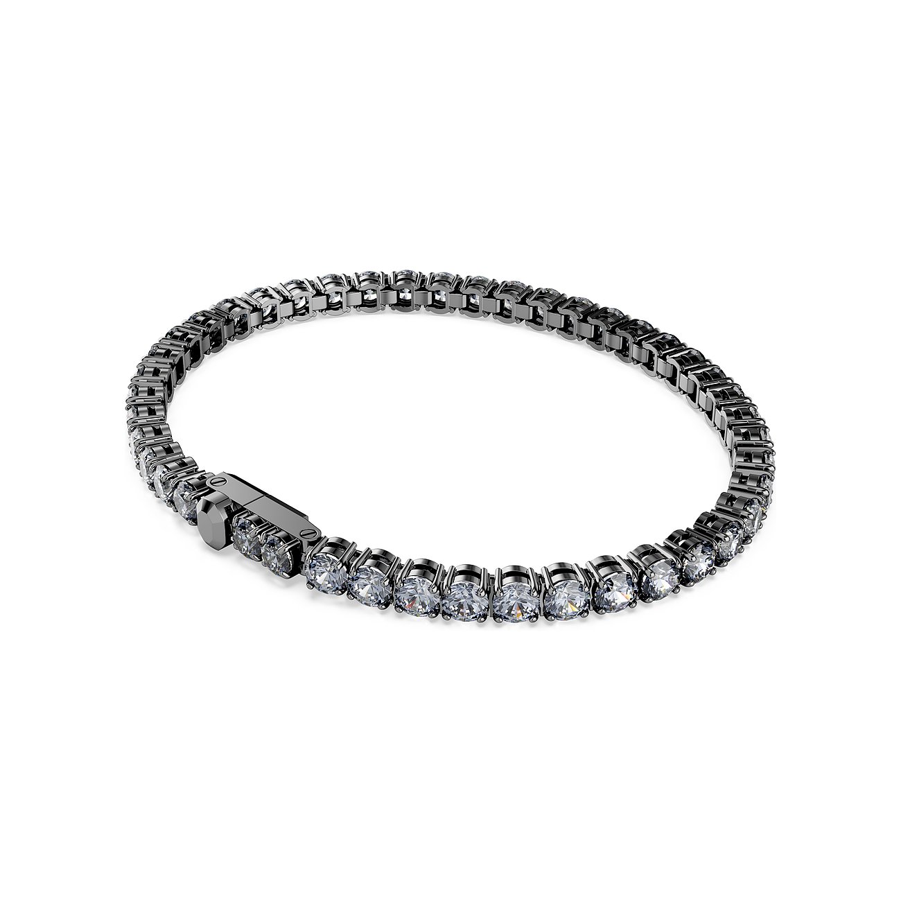 Swarovski Armband aus Metall mit weißen Kristallen und einem Klappverschluss.