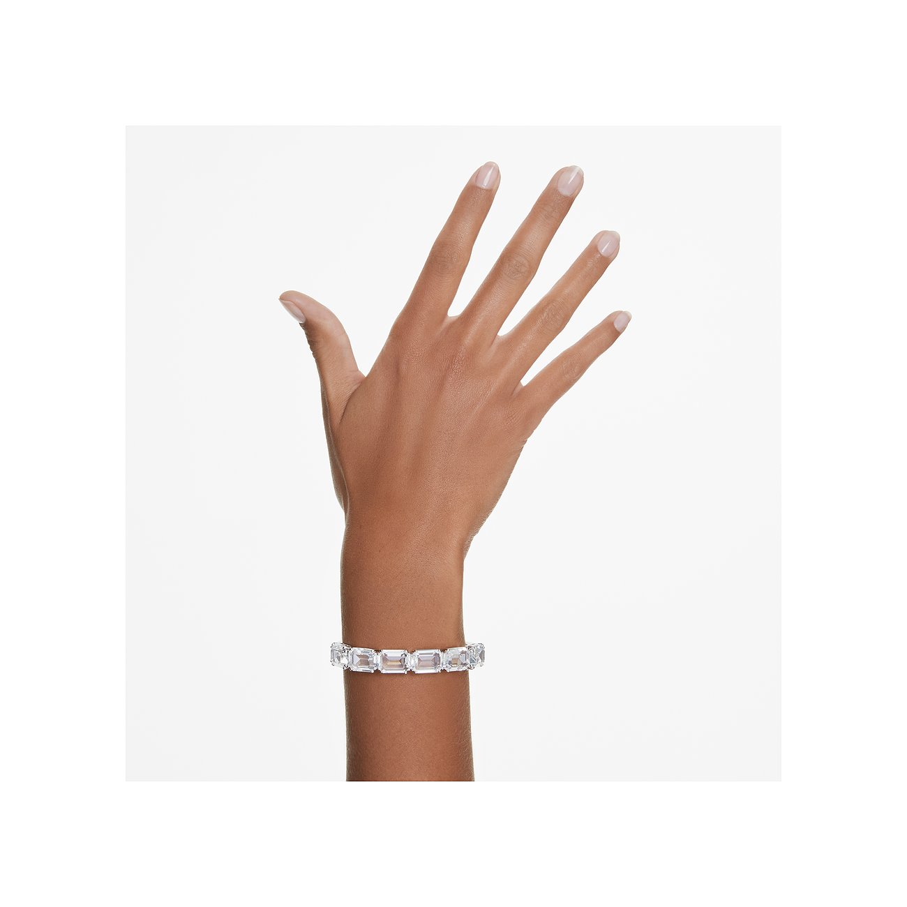 Swarovski Armband aus Metall mit weißen Kristallen, rechteckiger Schliff.