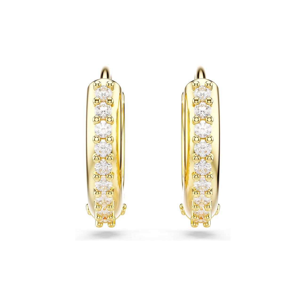 Swarovski Ohrringe aus goldfarbenem Metall mit weißen Kristallen.