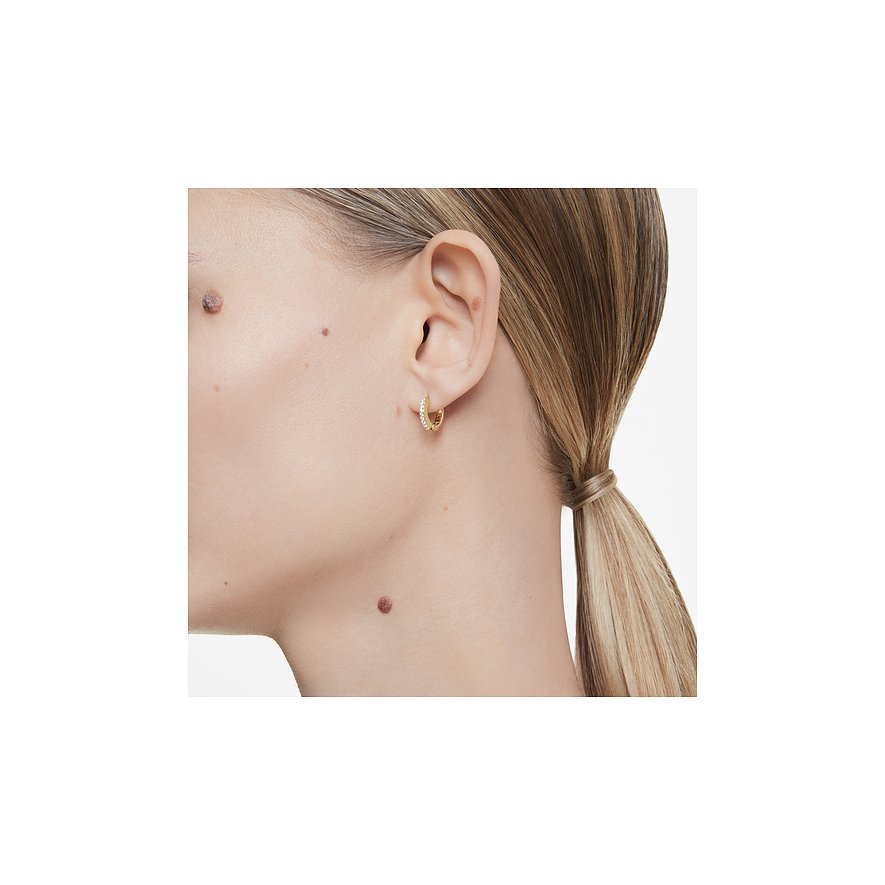 Swarovski Ohrringe aus Metall mit Kristallen, goldfarben.