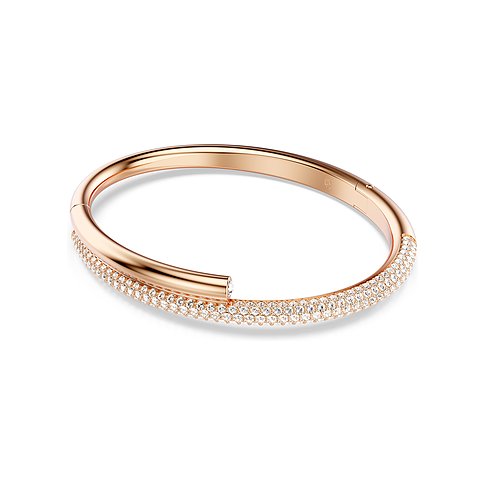 Swarovski Armband aus roségoldfarbenem Metall mit weißen Swarovski-Kristallen.
