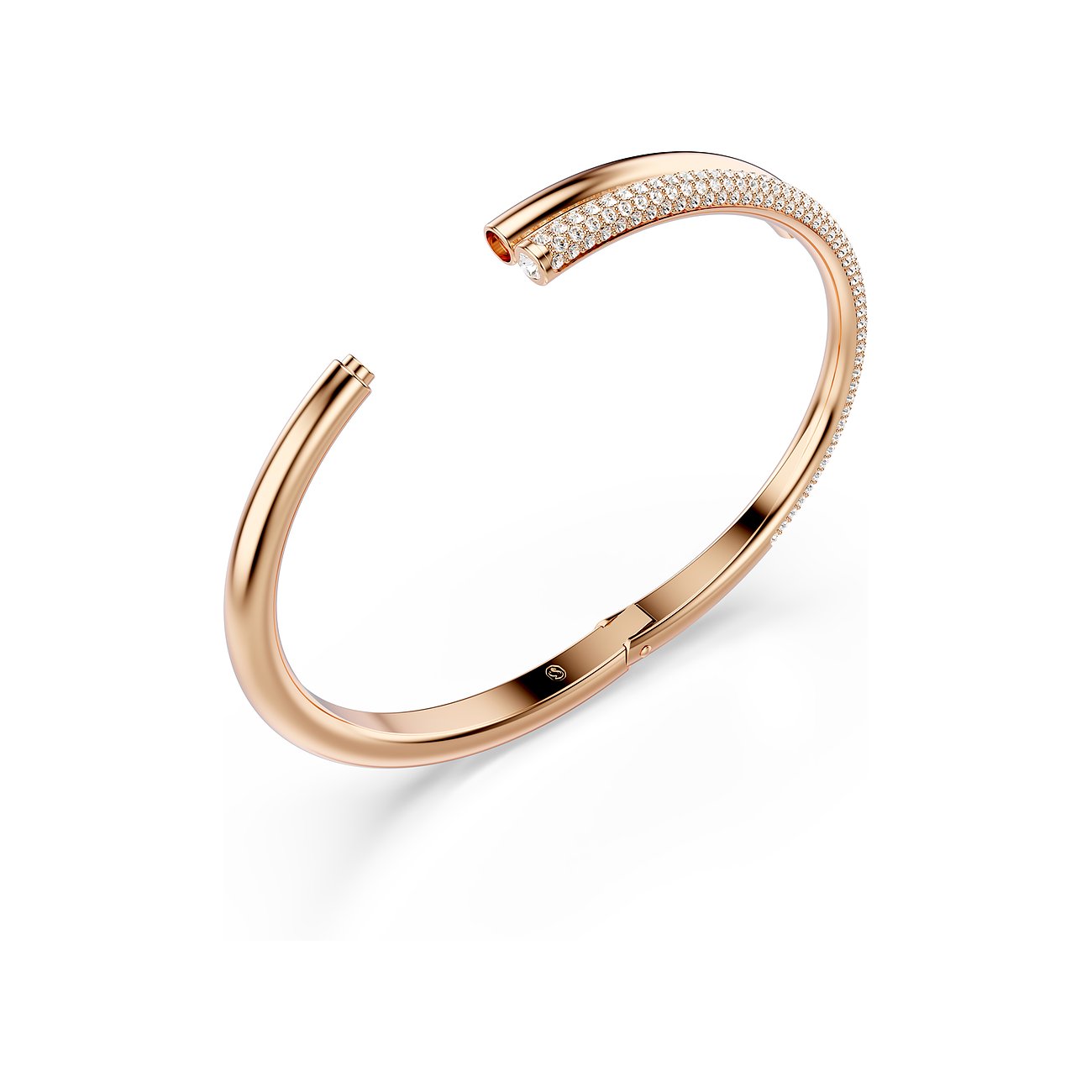 Swarovski Armband aus rosévergoldetem Metall mit weißen Kristallen.