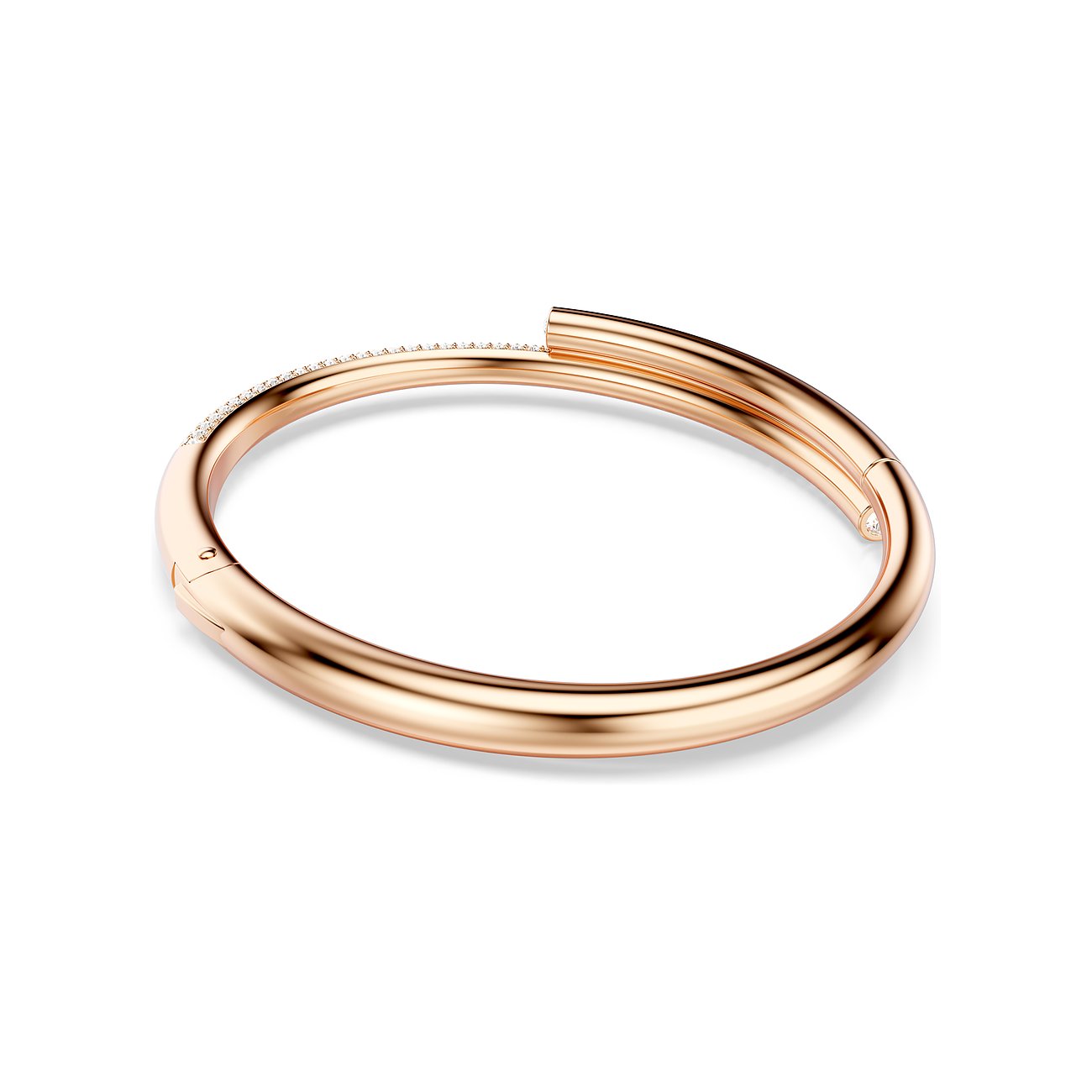 Swarovski Armband aus rosévergoldetem Metall mit weißen Kristallen.