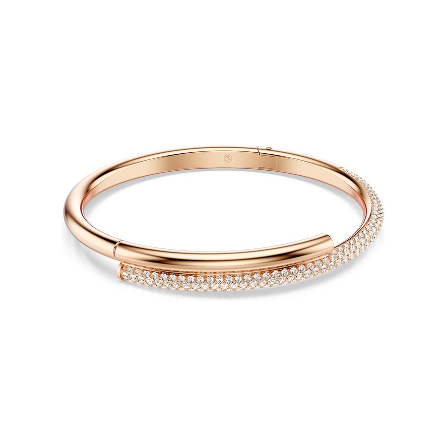 Swarovski Armband aus roségoldfarbenem Metall mit zahlreichen weißen Kristallen.