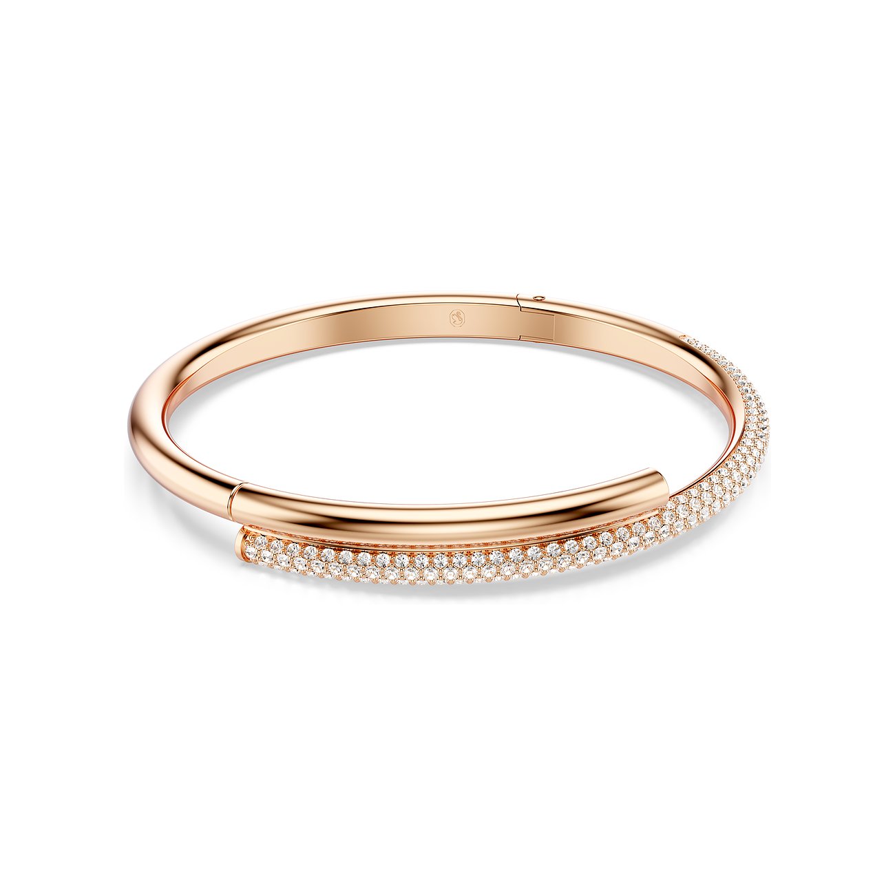 Swarovski Armband aus roségoldfarbenem Metall mit zahlreichen weißen Kristallen.