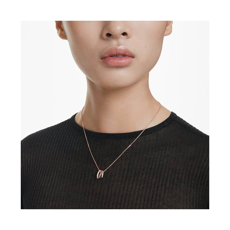 Swarovski Halskette aus Metall mit Kristallen, roséfarben.