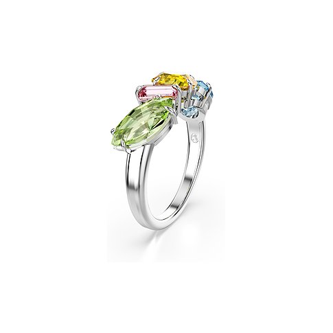 Swarovski Ring aus Metall mit bunten Kristallen, Marquiseschliff.
