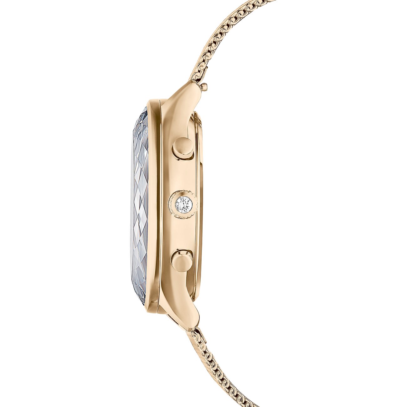 Swarovski Damenuhr mit roséfarbenem Metallgehäuse und Kristallbesatz.