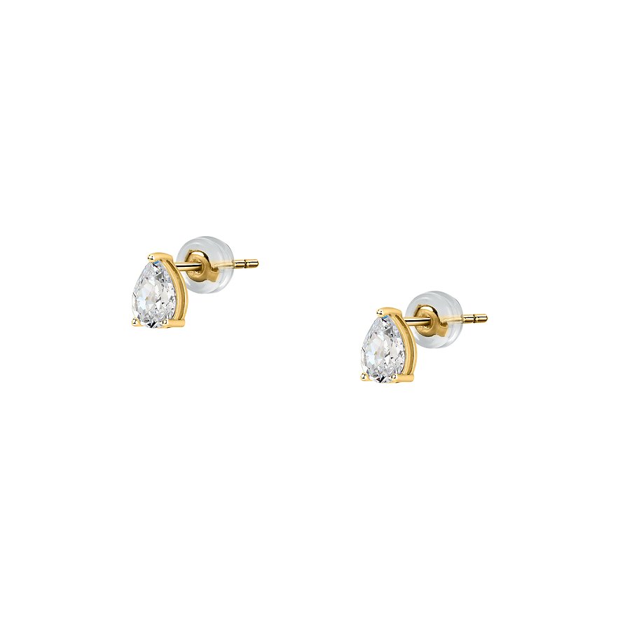 FAVS Ohrstecker, Zirkonia, synthetisch, Damen, 375er Gelbgold, gelb