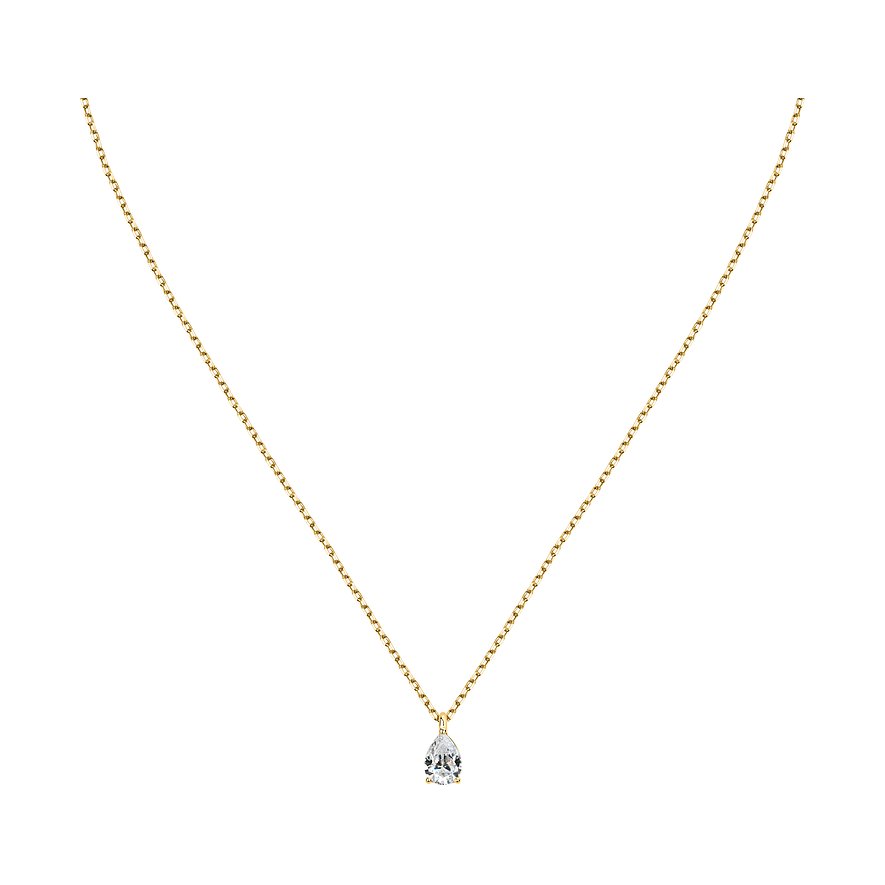 FAVS Halskette aus 375 Gelbgold mit Zirkonia im Tropfenschliff.