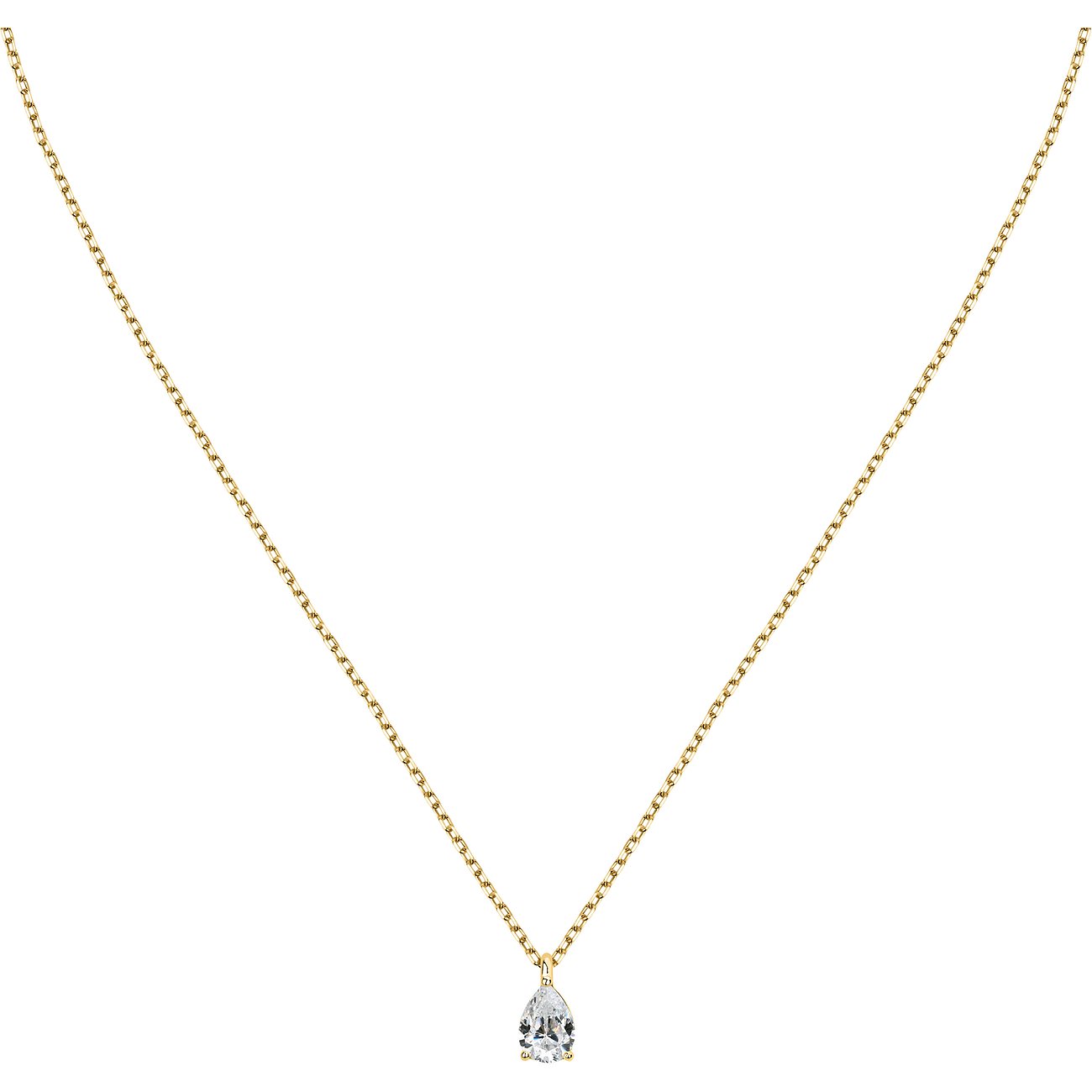 FAVS Halskette aus 375 Gelbgold mit Zirkonia im Tropfenschliff.