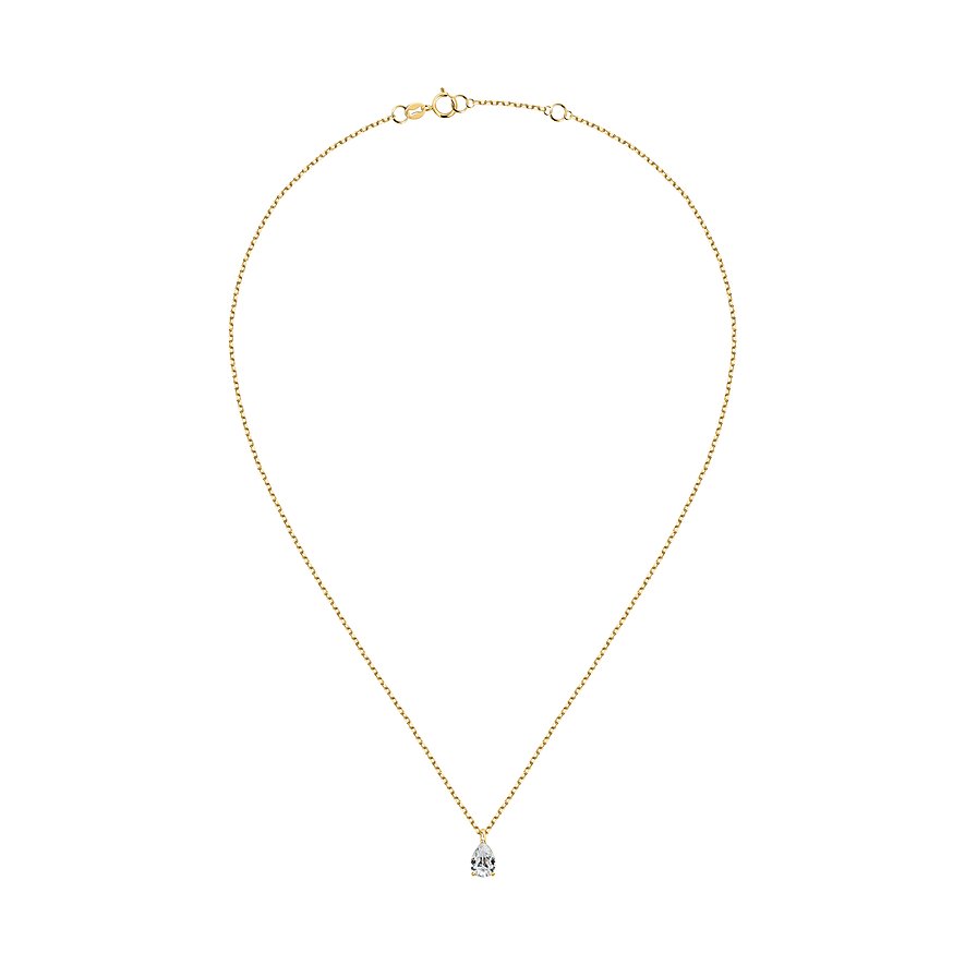FAVS Halsschmuck aus 375 Gelbgold mit Zirkonia in Tropfenform.