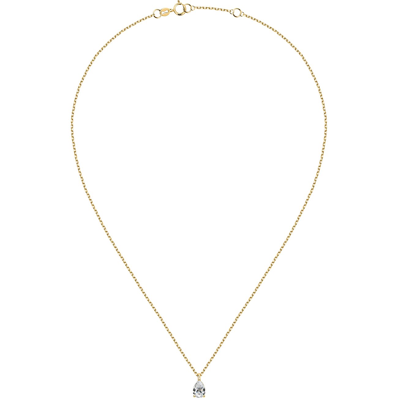 FAVS Halsschmuck aus 375 Gelbgold mit Zirkonia in Tropfenform.