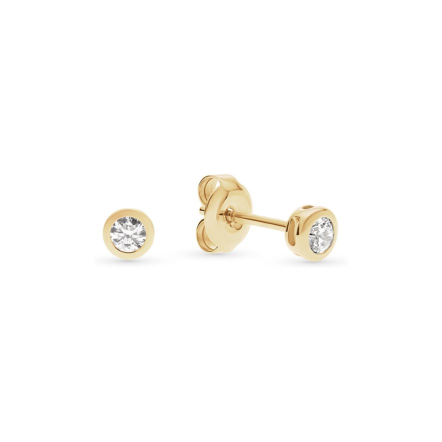 FAVS Ohrstecker, Zirkonia, synthetisch, Damen, 375er Gelbgold, gelb