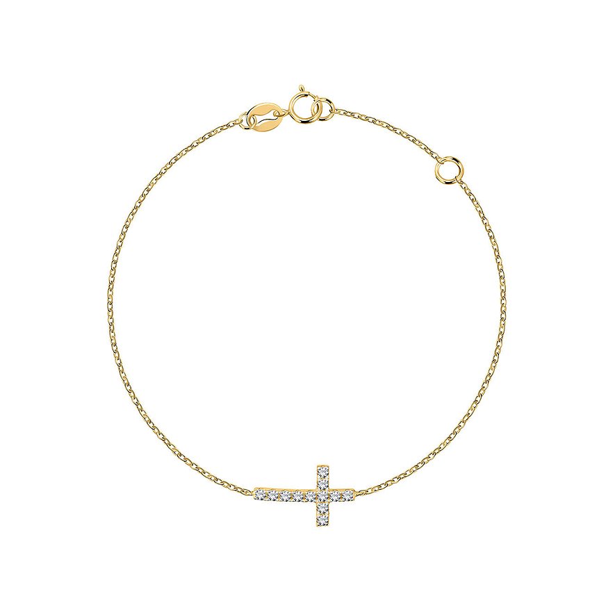 FAVS Armband Zirkonia, synthetisch, Damen, 375er Weißgold, 375er Gelbgold, bicolor