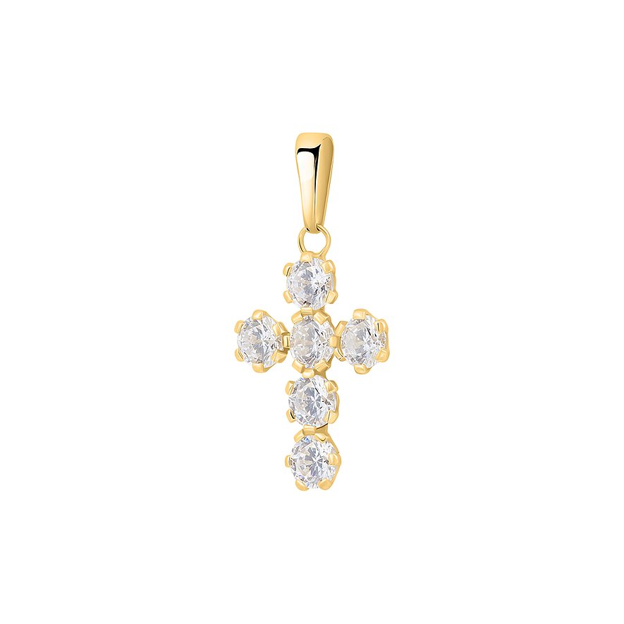 FAVS Anhänger Zirkonia, synthetisch, Damen, 375er Gelbgold, gelb