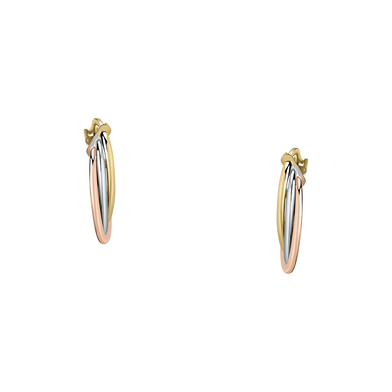 FAVS Ohrschmuck aus 375 Gelb-, Weiß- und Roségold, bicolor.