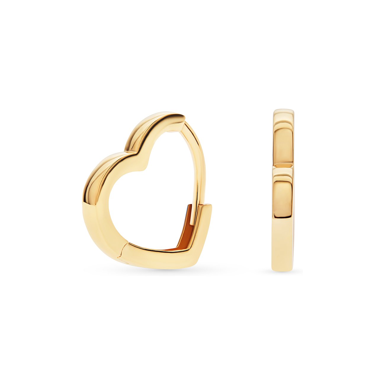 Boucles d'oreilles FAVS en or jaune 375, forme cœur.