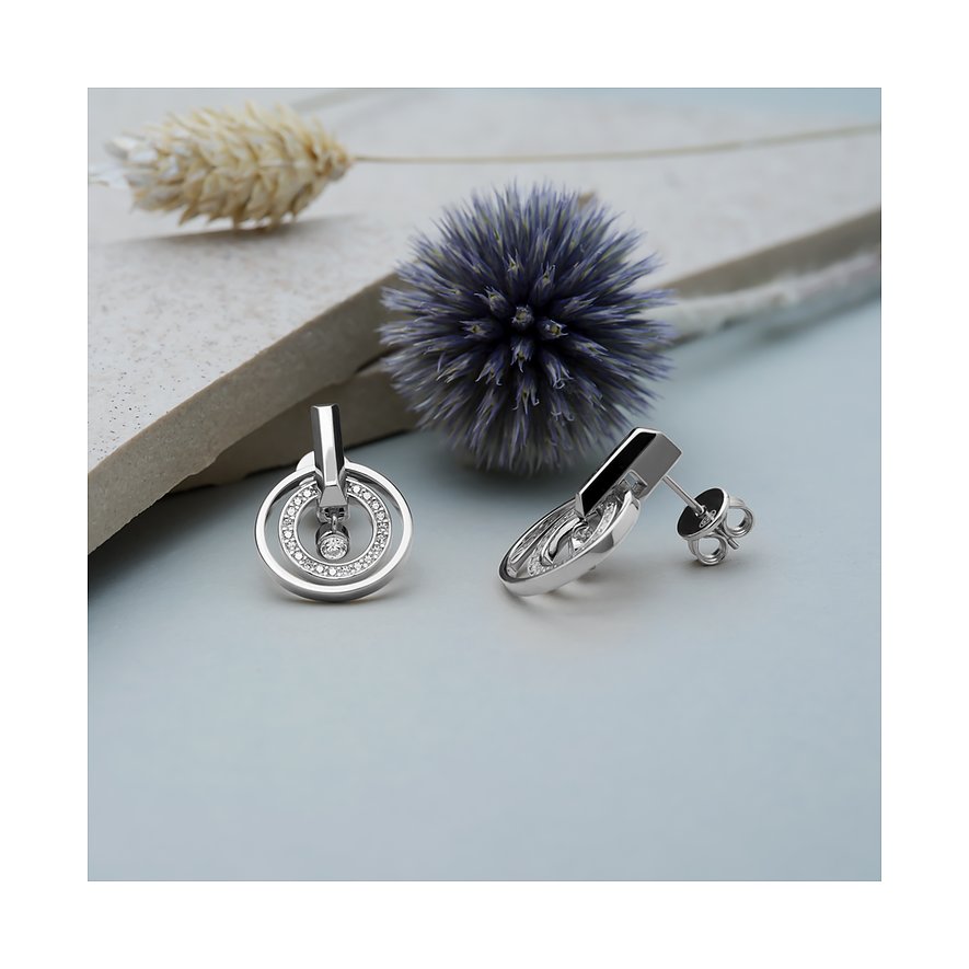 JETTE ørestikker af 925 genanvendt sølv med hvide zirkonia.