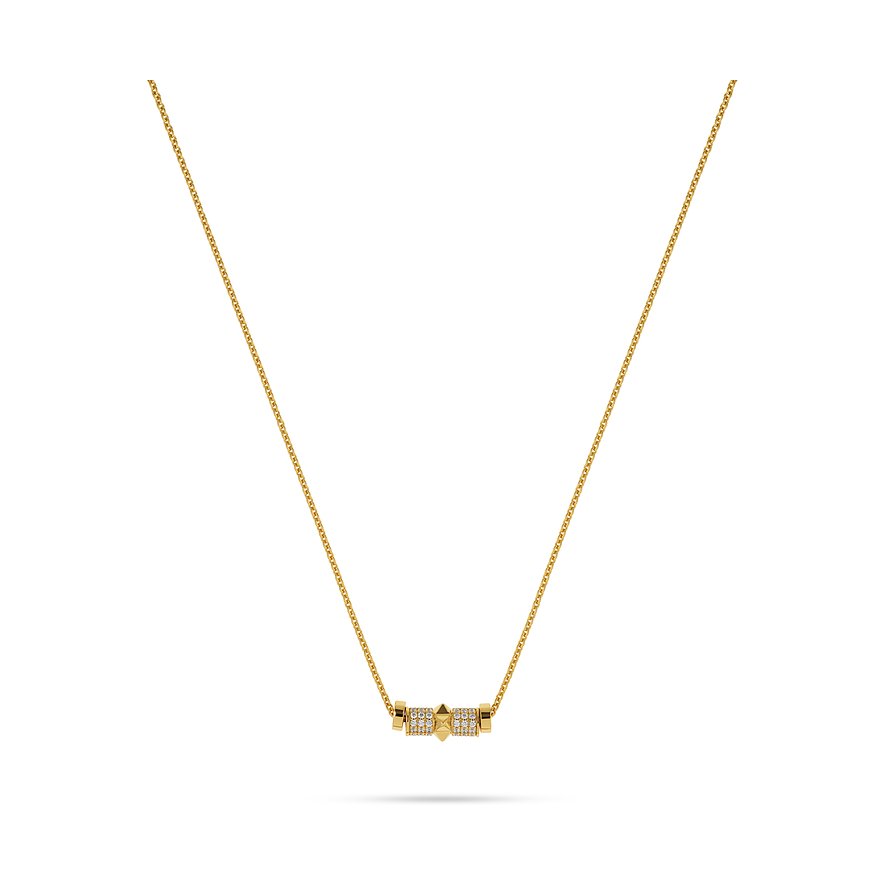 JETTE Kette SKYSCRAPER, Zirkonia, Damen, 925er Silber, recycelt, gelbgold
