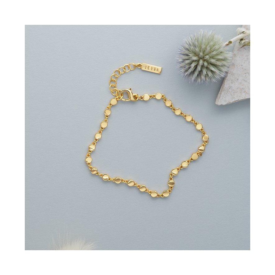 JETTE Armband aus 925er Silber, goldfarben, mit Zirkonia und flachen Plättchen.