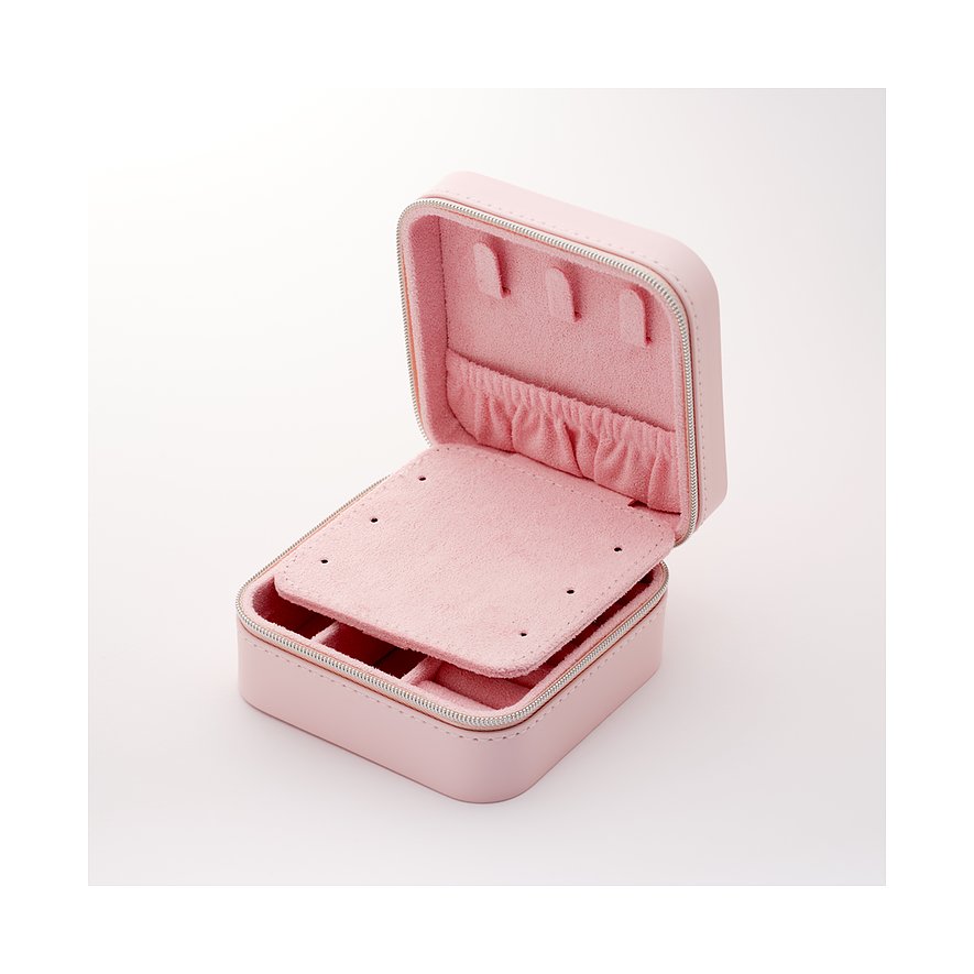 CHRIST Schmuckkästchen aus Lederimitation in Rosa mit Reißverschluss.