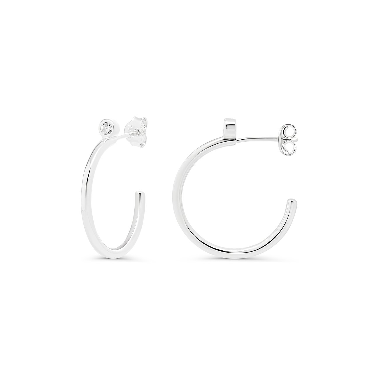 Créoles FAVS en argent 925 avec zirconias blancs.