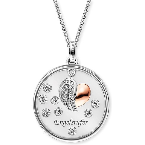 Engelsrufer Halsschmuck aus 925er Silber mit Zirkonia und roséfarbenem Herz.