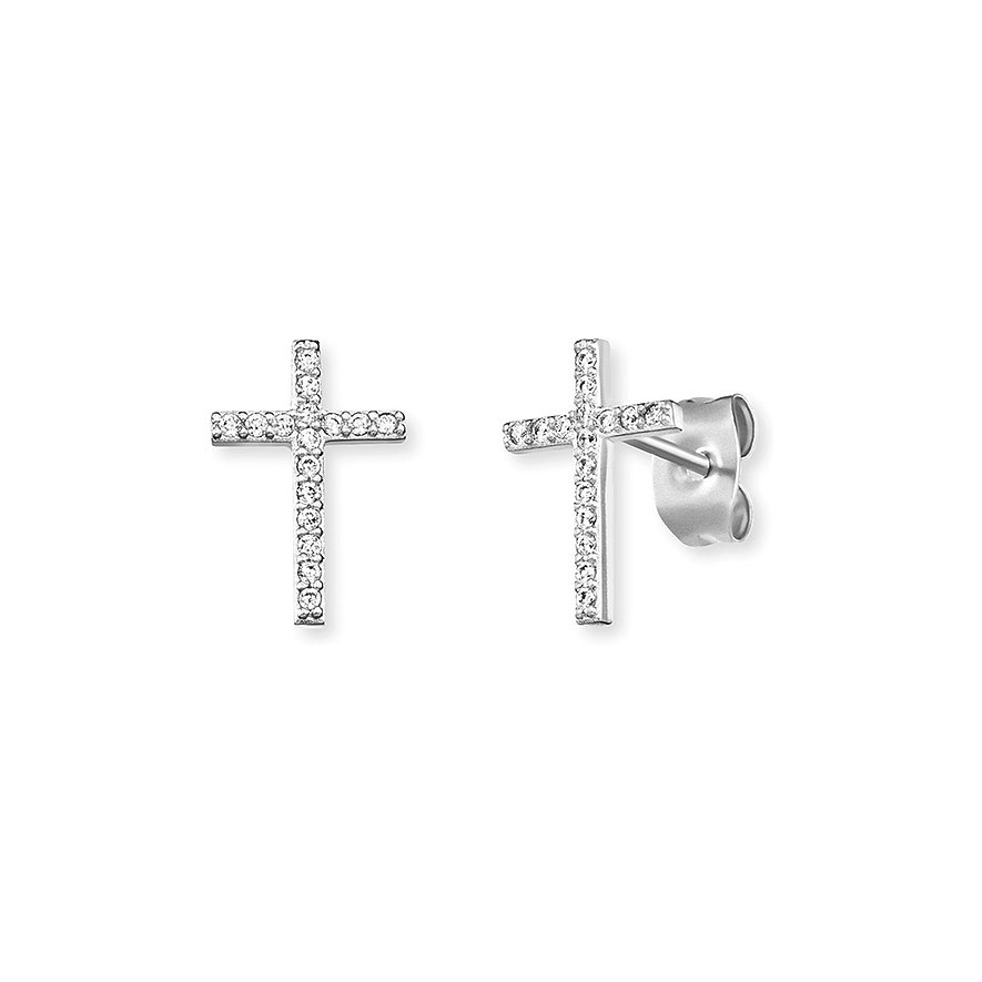 Engelsrufer Ohrstecker, Zirkonia, synthetisch, Damen, 925er Silber, silber