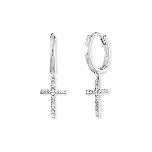 Engelsrufer Ohrringe aus 925er Silber mit weißen Zirkonia besetzten Kreuzen.