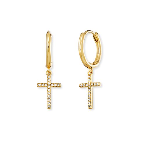 Engelsrufer Ohrringe aus 925er Silber mit Zirkonia besetzten Kreuzanhängern.