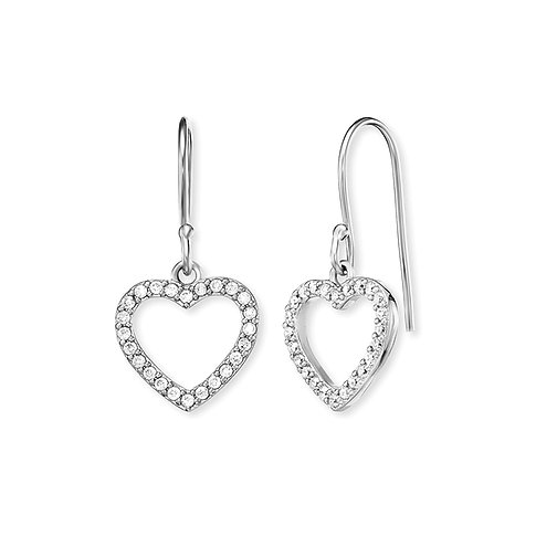Engelsrufer Ohrringe aus 925er Silber mit weißen Zirkonia in Herzform.