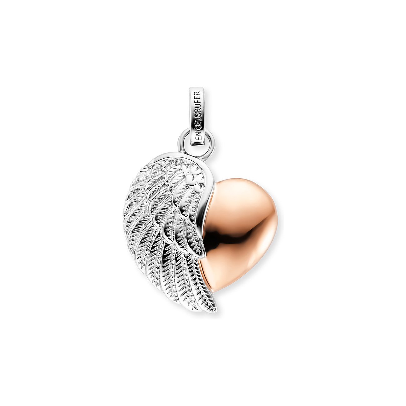 Engelsrufer hanger van 925 zilver met hart- en vleugeldesign.