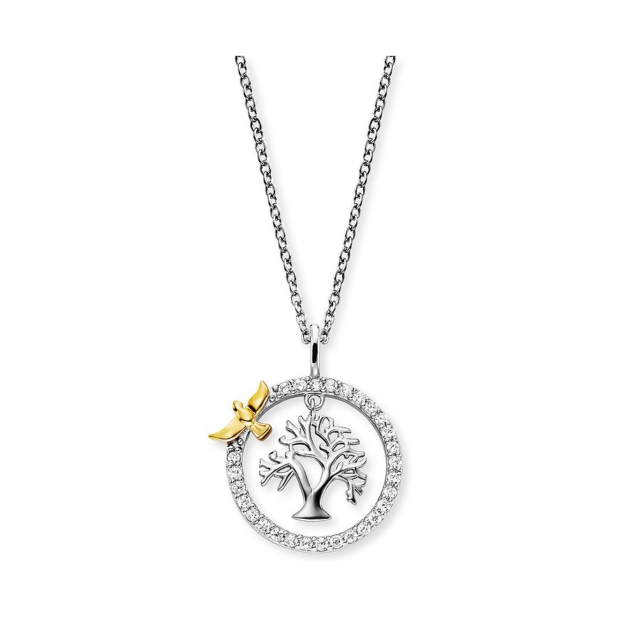 Engelsrufer Kette, Zirkonia, synthetisch, Damen, 925er Silber, silber