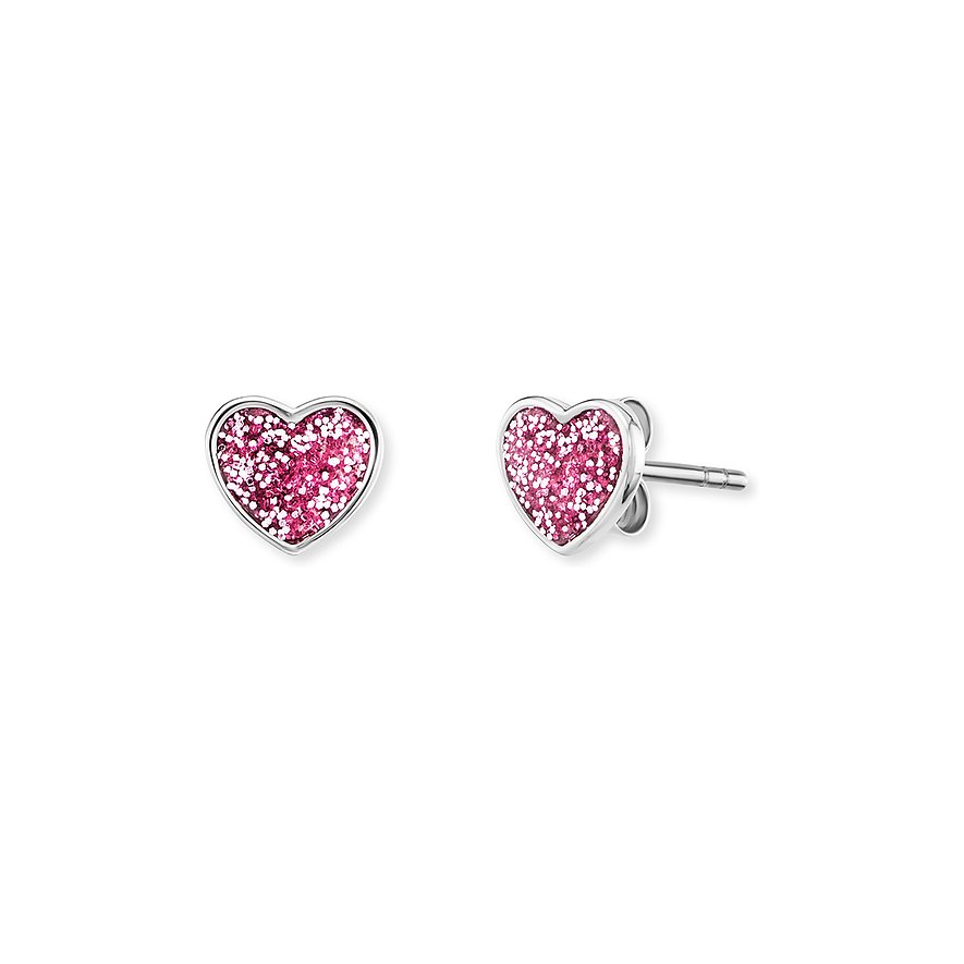 Engelsrufer Boucles d'oreilles à fermoir à poussette HEE-GLITTERHEART-ST 925 Argent, Émail