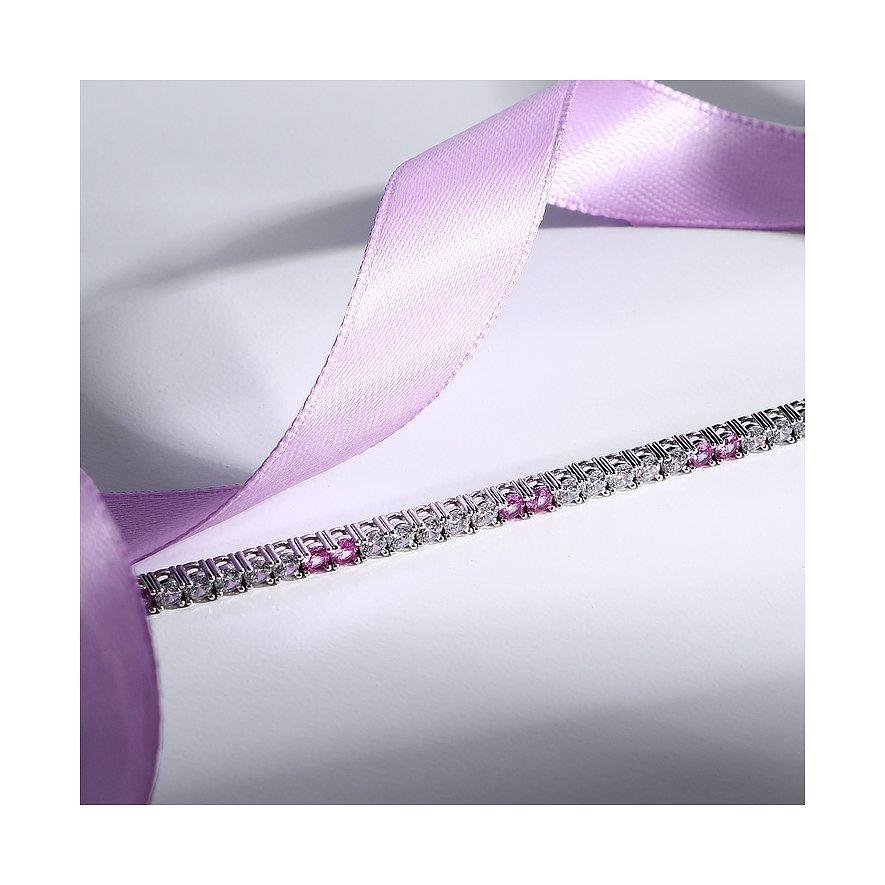 Morellato Armband aus 925er recyceltem Silber mit weißen und rosa Zirkonia.