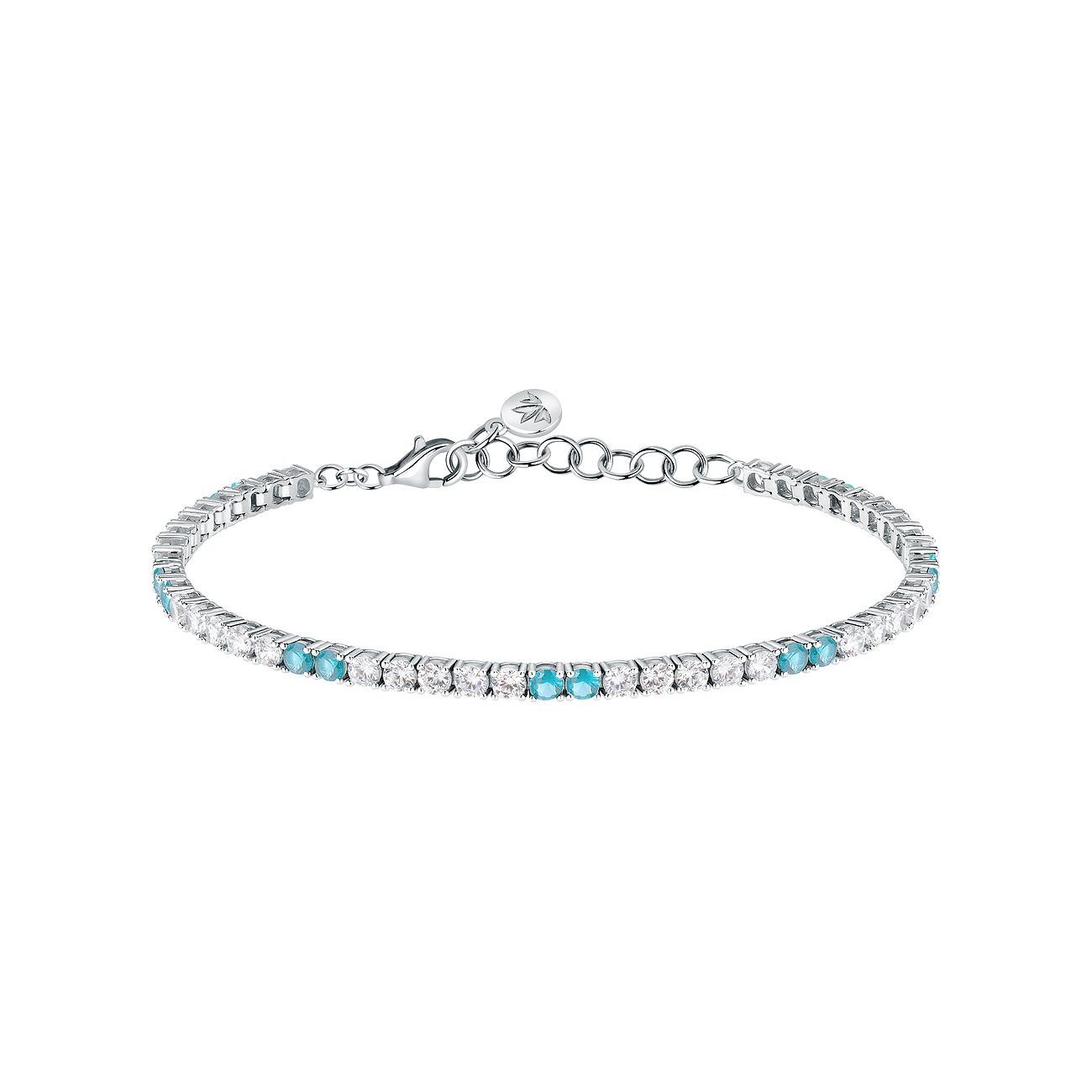 Morellato Armband aus 925er recyceltem Silber mit blauen und weißen Zirkonia.