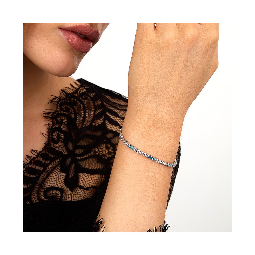 Morellato Armband aus 925er recyceltem Silber mit blauen und weißen Zirkonia.