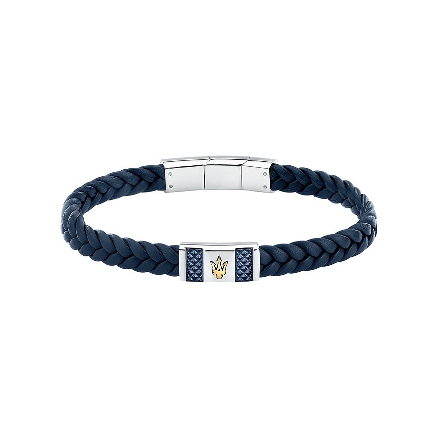 Maserati Armband, Herren, Edelstahl, Leder, bicolor