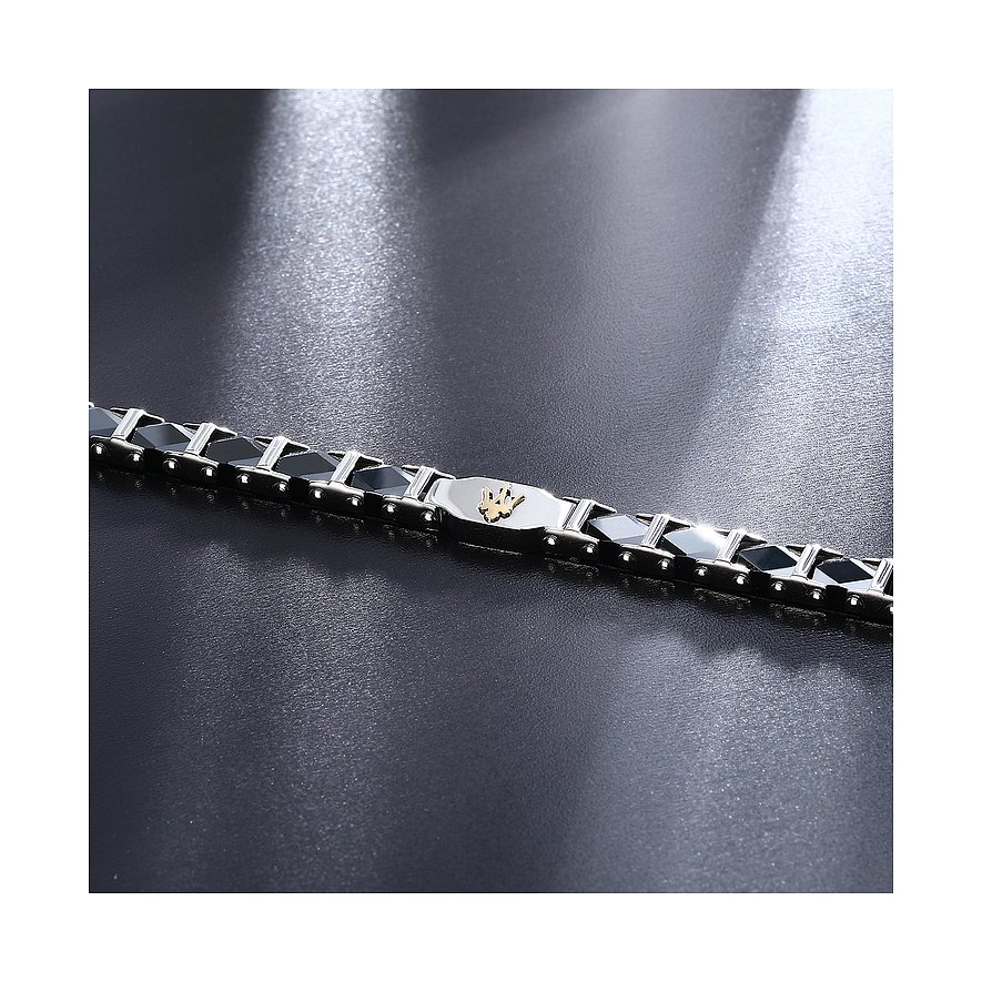 Bracelet Maserati en acier inoxydable et céramique avec pendentif blason.