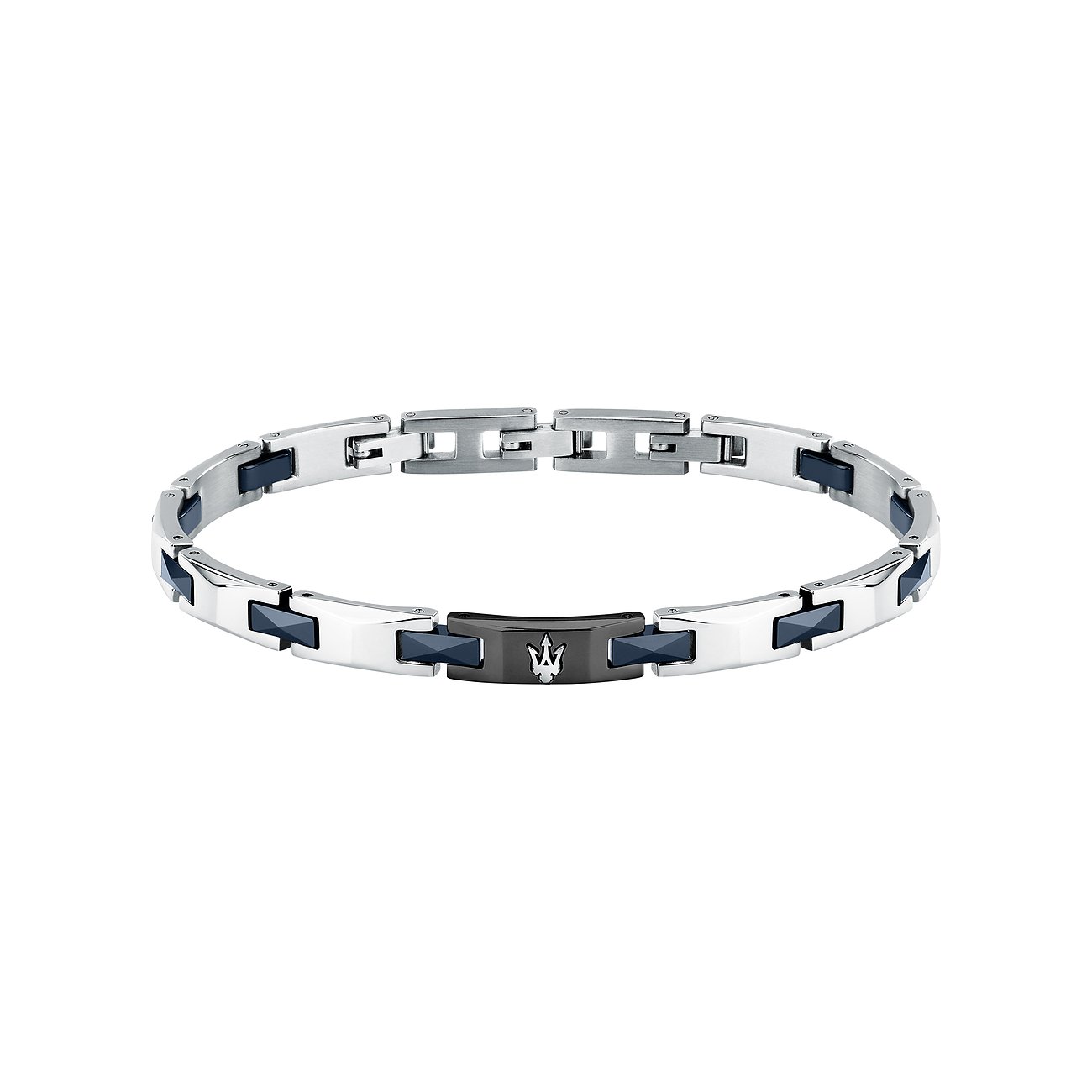 Bracelet Maserati en acier inoxydable et céramique au design distinctif.