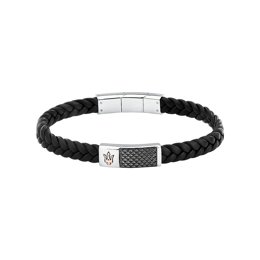 Maserati Armband, Herren, Edelstahl, Leder, bicolor