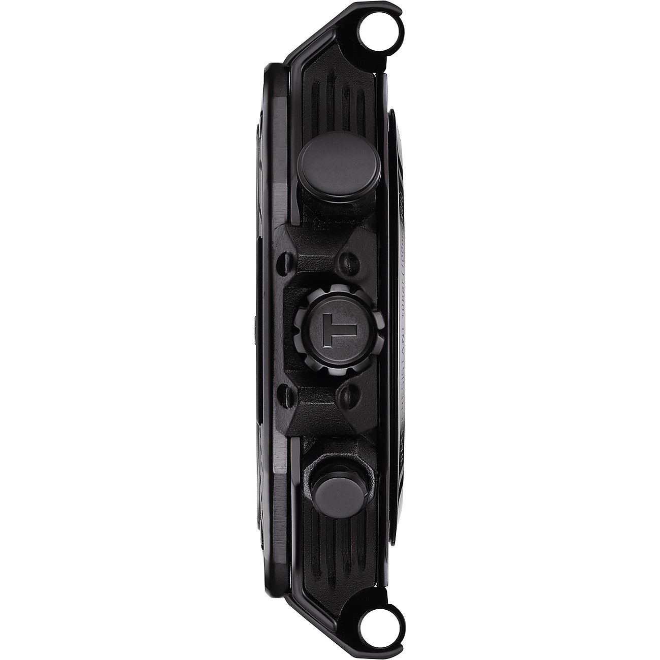 Tissot Herrenuhr mit Edelstahlgehäuse, analog, mit Krone und Drückern.