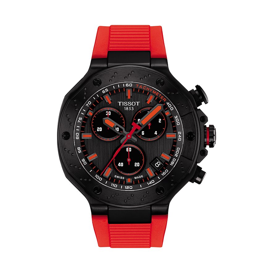 Tissot Chronograph T-Race Chronograph T1414173706101, Herren, Edelstahl, Armband: Silikon, Quarz