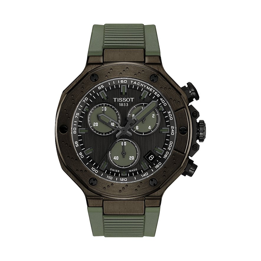 Tissot Chronograph T-Race Chronograph T1414173706102, Herren, Edelstahl, Armband: Silikon, Quarz