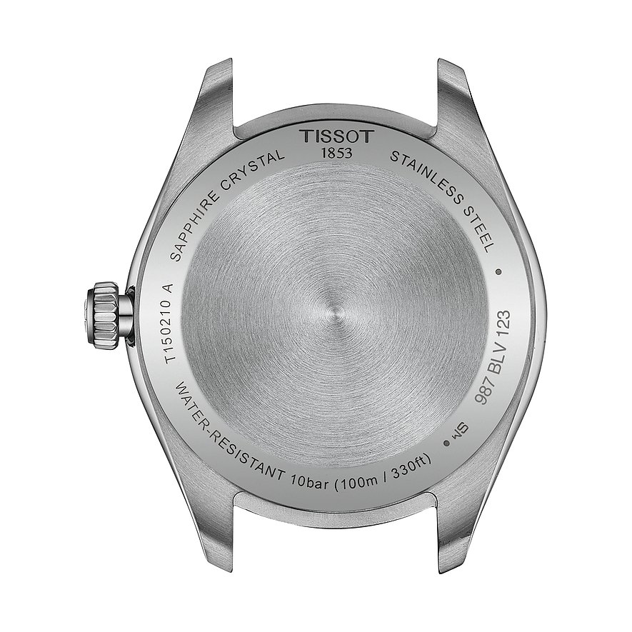 Tissot Unisexuhr aus Edelstahl mit poliertem Gehäuse und geradlinigem Design.