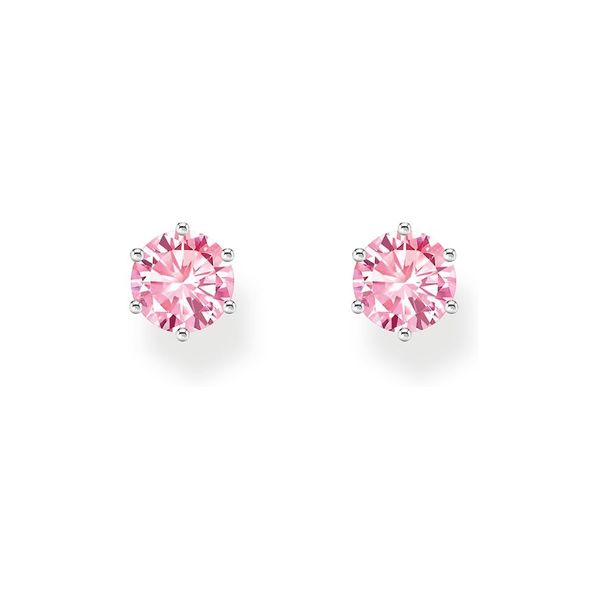 Thomas Sabo Ohrstecker, Zirkonia, Damen, 925er Silber, rosa