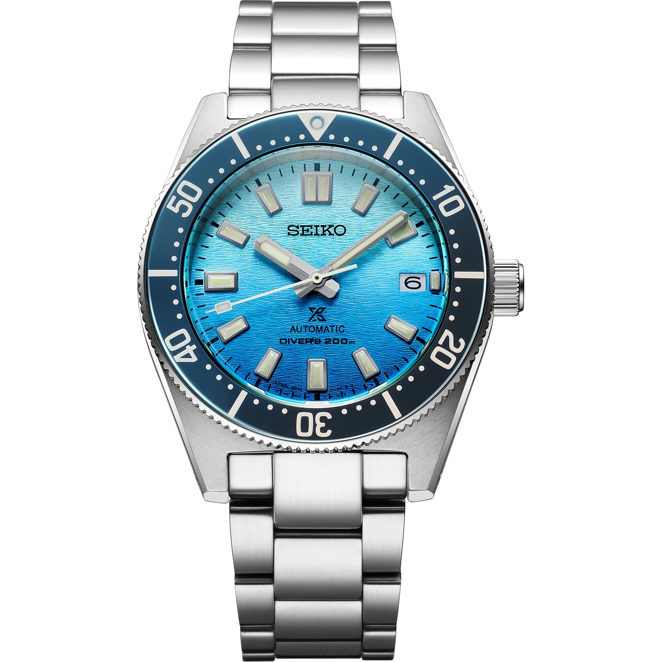 Seiko Herrenuhr mit Edelstahlgehäuse, blauem Zifferblatt und analoger Anzeige.