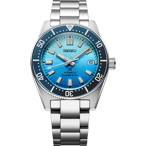 Seiko Herrenuhr mit Edelstahlgehäuse, blauem Zifferblatt und analoger Anzeige.