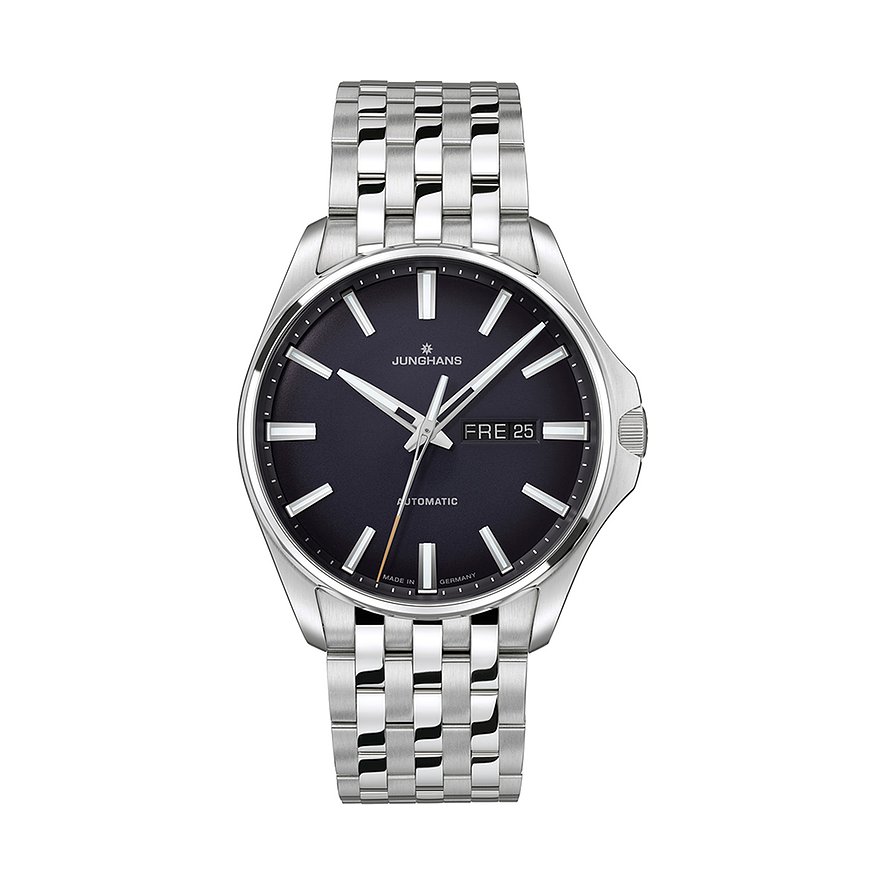 Junghans Herrenuhr Meister S Automatic 27441144, Herren, Edelstahl, Armband: Edelstahl, Automatik, analog